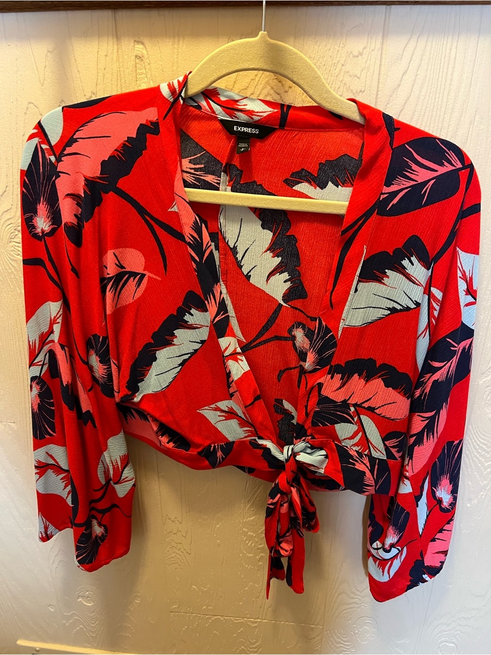 Express Tropical Print Tie Top